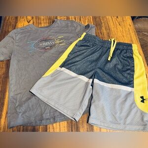 Under Armour Kids Gray and Lime Athletic Set